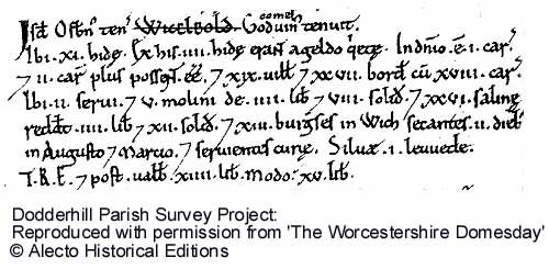 © Alecto Historical Editions - An extract from the Worcestershire Domesday